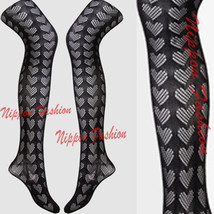Forever21 Fishnet Heart Shape Crochet Pantyhose Black Stockings Tights Socks - £31.31 GBP