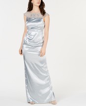 Adrianna Papell Petites Satin Embellished Evening Dress, Icy Mint, Size 2P - £55.39 GBP