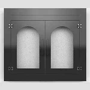Fireplace Door, Fire Places Doors With Screen And Glass Decor Iron Mesh ... - $370.99