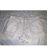 WOMENS AEROPOSTALE WHITE CORDUROY VERY SHORT SHORTS 1/2 BUTTON - $18.57
