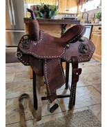 Beautiful Buck stiches Chocolate Roughout  Barrel Saddle with Tack Set - €427,49 EUR