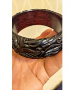 Very rare vintage bakelite cherry amber leaf bangle bracelet  - $49.00