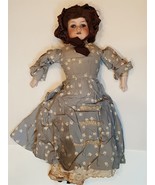 antique 22" german ARMAND MARSEILLE BISQUE HEAD DOLL LEATHER BODY FABRIC CLOTHES - £229.65 GBP
