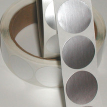 Dull Silver Metallic Foil Seals, 1 Inch Circle, Roll of 100 Peel &amp; Stick... - £6.98 GBP