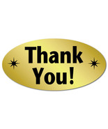 &quot;Thank You&quot; Oval Stickers 2&quot; x 1&quot;, Roll of 100 Stickers - £10.70 GBP