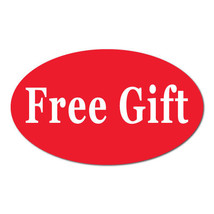 &quot;Free Gift&quot; 1.25 in x 0.75 in Oval Stickers, Bright Red, Roll of 1,000 L... - £25.60 GBP