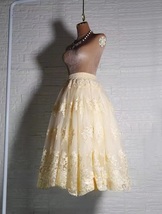 Layered Tulle Lace Skirt Yellow Wedding Lace Tulle Skirt Holiday Skirt Plus Size image 9