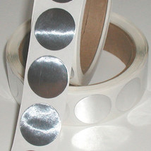 Shiny Silver Metallic Foil Seals,1 Inch Circle,Roll of 1,000 Peel &amp; Stic... - $19.95