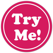 TRY ME White on Pink 0.75&quot; Dia. Circle Stickers, Roll of 500 Labels - £31.13 GBP