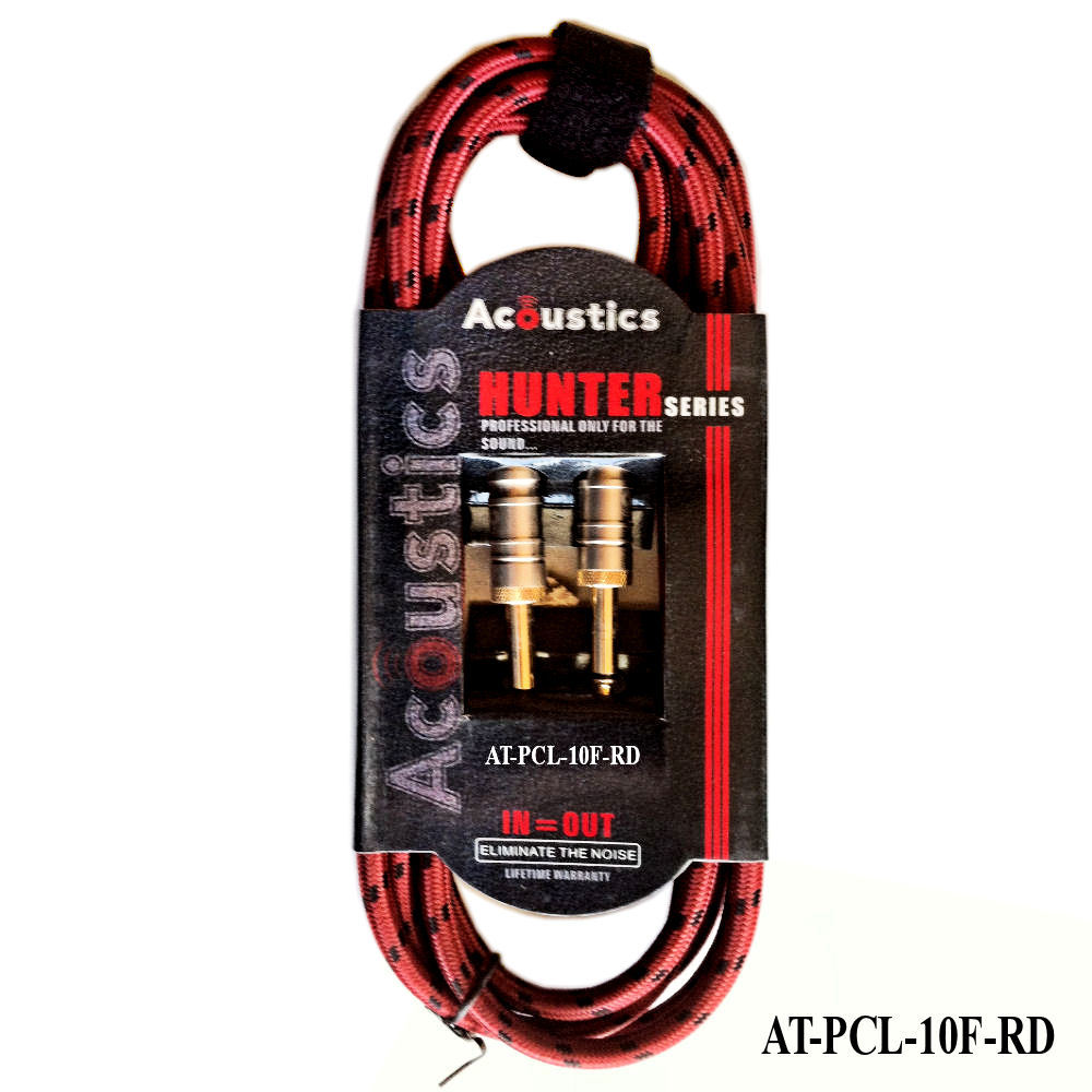 AxeTec Parts WCPL-10F-RD 10 Foot High-End Woven Noise Free Guitar Cable ... - $29.95