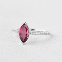 925 Sterling Silver 3.25Ct Natural Marquise Cut Red Ruby Gemstone Ring For Her - £43.65 GBP
