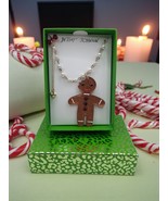 BETSEY JOHNSON Gingerbread Man Necklace Sparkle Glitter Bow Faux Pearl H... - $455.47 MXN