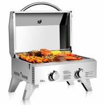 2 Burner Portable Stainless Bbq Table Top Propane Gas Grill Outdoor Camp - $251.99