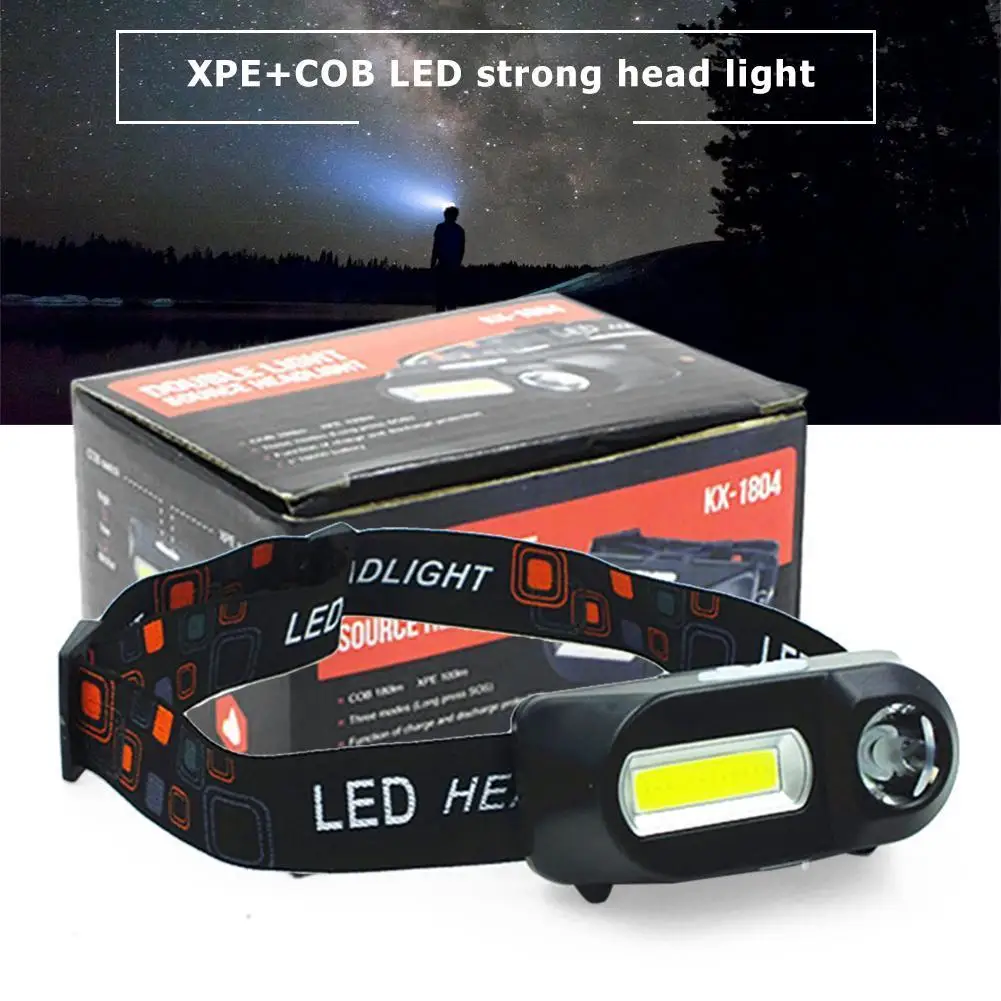 COB LED Headlight Headlamp Flashlight USB Rechargeable Torch Night Light - £10.61 GBP+