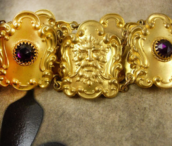 Antique Russian gold plate Ormolu Amethyst Belt jeweled bacchus Victorian - £452.31 GBP