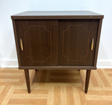 Vintage RECORD CABINET mid century modern lp album storage plant stand Lu Van 60 - £180.96 GBP