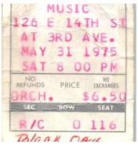 Vintage Noir Chêne Arkansas Ticket Stub Peut 31 1975 Academy De Musique Neuf Ny - £38.79 GBP