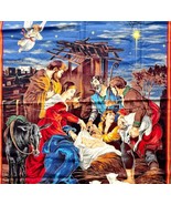 Birth Of Jesus Manger Fabric Piece Tapestry 2004 Cranston Nativity Craft... - $49.99