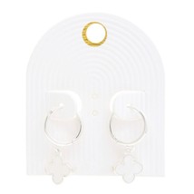 New Silver &amp; White Moroccan Shape Hoop Earrings - £9.16 GBP