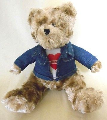 Galerie Forever Yours  Valentine Beige Denim Jacket Bear  Plush Animal 10" - $15.64