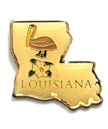 Vintage Louisiana State Map Pin Pelican Bird Magnolia Flower Travel Souv... - $184.66 MXN
