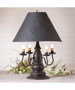 3-Way COLONIAL TABLE LAMP with Punched Tin Shade - Distressed Black Fini... - £360.54 GBP