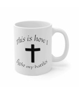White Ceramic Mug &quot;Battles&quot; in 11 oz or 15 oz - $277.25 MXN+