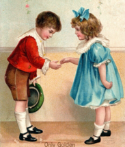 1910 New Year&#39;s Postcard Victorian Children Greeting Each Other - £7.89 GBP