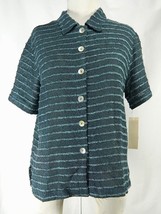 NWT Vintage Impulse California Blue Gray Loose Knit Pearl Button Front T... - £27.45 GBP