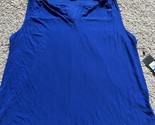 Jones New York Womens Blue Sleeveless Split Neck Tank Blouse Size XL Strech - $23.36