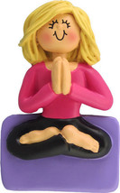 Female Girl Blonde Meditation Women Yoga Ornament Pilates Class Gift Christmas - £11.66 GBP