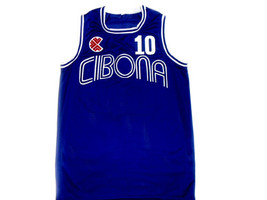 Drazen Petrovic #10 Cibona Croatia Basketball Jersey Blue Any Size  - £27.52 GBP