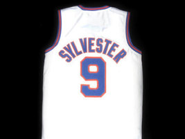 Sylvester Pussycat #9 Tune Squad Space Jam Basketball Jersey White Any Size image 4
