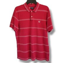 Chaps Men Size L Red White Striped Casual Short Sleeve Polo Shirt - £7.76 GBP