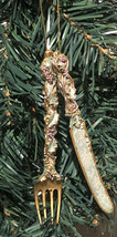 Marie Antoinette Rococo Style Blue Gold Fork &amp; Knife Christmas Tree Ornament-... - £9.94 GBP