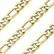 8&quot;-24&quot; Men&#39;s 14k Y Plated Stainless Steel 10mm Silver Figaro Link Chain ... - $21.99