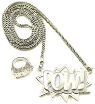  POW Set New Pendant Necklace 36 Inch Franco Style Chain with Ring - £27.64 GBP