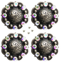 4 Conchos Rhinestone Horse Saddle Western Rodeo Bridle Berry CO175 - $20.78