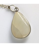 925 Sterling Silver Chain w/ White Gemstone Teardrop Pendant (Agate, Cha... - $457.88 MXN