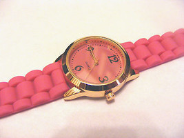 Geneva Bright Hot Pink Fuschia Rose Unisex   Silicone Rubber  Strap Band Watch  - £9.48 GBP