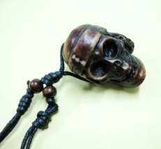 Carved Bone Biker&#39;s Skull Amulet - £1.81 GBP
