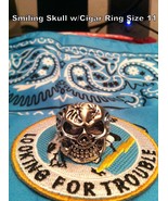 Smiling Skull with Cigar Ring in SilverTone - £1.76 GBP