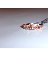 Pink Morganite Oval &amp; Diamond Band Ring, 14K RG / Silver, Size 7, 0.81(T... - $99.99