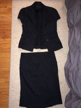 BCBG Max Azria Black Tulip Cotton Skirt Suit Size Small Size 4 Preowned - £27.64 GBP