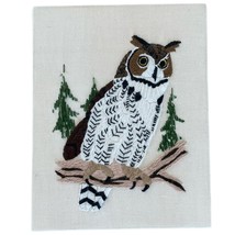 Complete Vintage Crewel Embroidery  Owl in Branch Chevron Twin Peaks Tail - £50.88 GBP