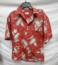 Pierre Cardin Red Pineapple Tropical Button Up Shirt Large - $199.57 MXN