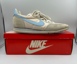 Vtg Nike Oceania Blue White Swoosh SIZE 7 1/2 Made in Korea WITH BOX 11932 - $87.07