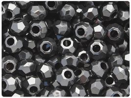 BeadTin Black Opaque 10mm Squatty Bicone Plastic Craft Beads (30pcs) - $2.39