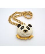 70s RAZZA Panda Bear Face Statement Pendant Necklace - $152.95
