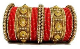 Indian Red Punjabi Traditional Bridal Wedding Chura/Chuda 30 Bangle Set 2.8 - £20.57 GBP